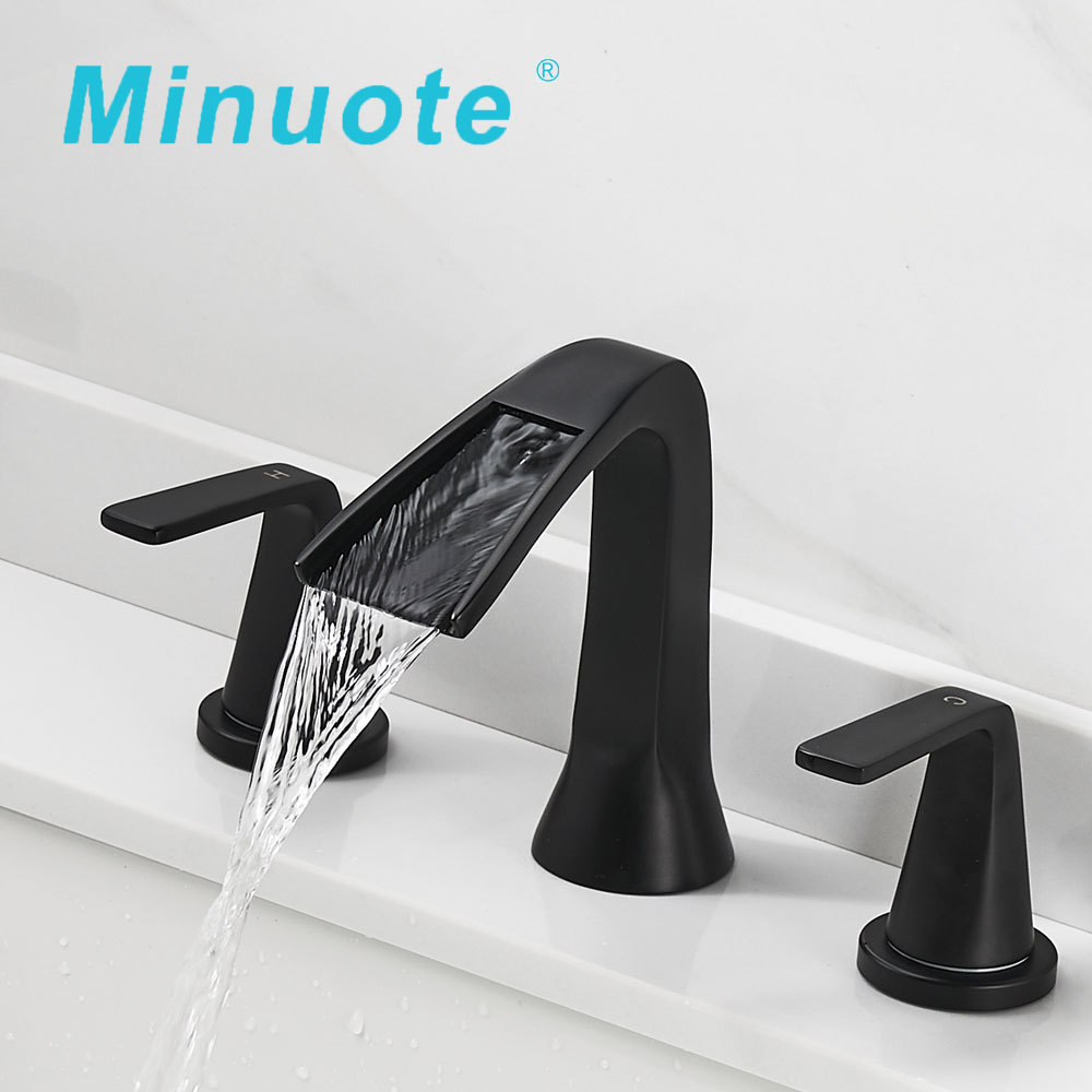 Bathroom Faucets Modern 8 inch waterfall basin faucet 3 hole Bathtub Mixer Tap Faucet sinks taps for kitchen bathroom