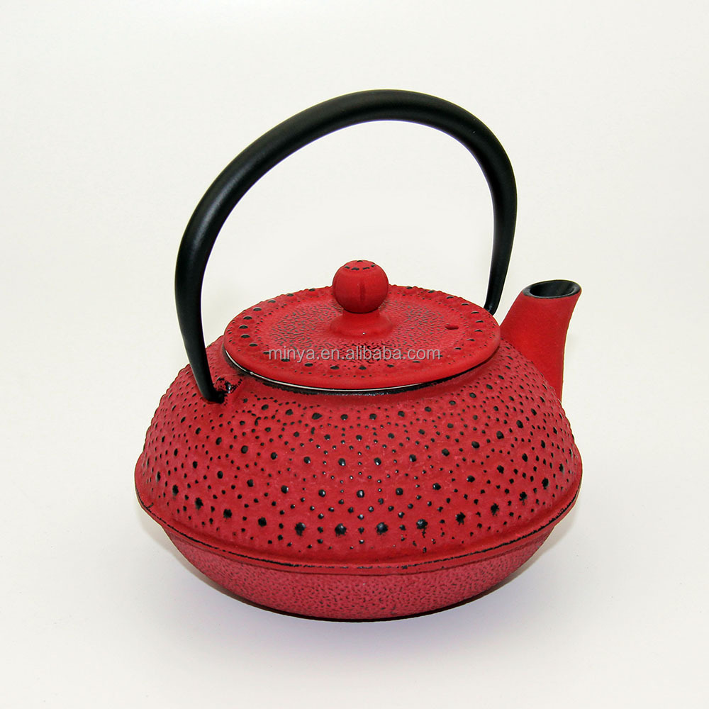 Red rain enamel cast iron teapot 500ml metal teapot