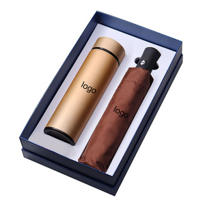 Custom umbrella and stainless steel vacuum cup gift set