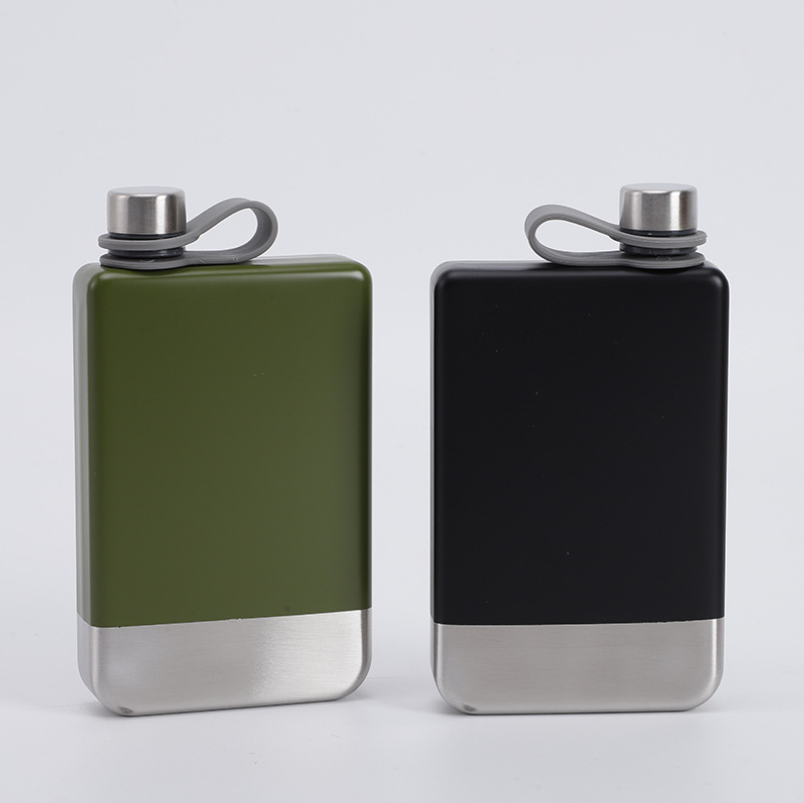 New 9oz Stainless Steel Hip Flask PVC Belt Rope Whiskey Wine Bottle Alcohol Pocket Flagon Metal Hip Flask Belt Holder