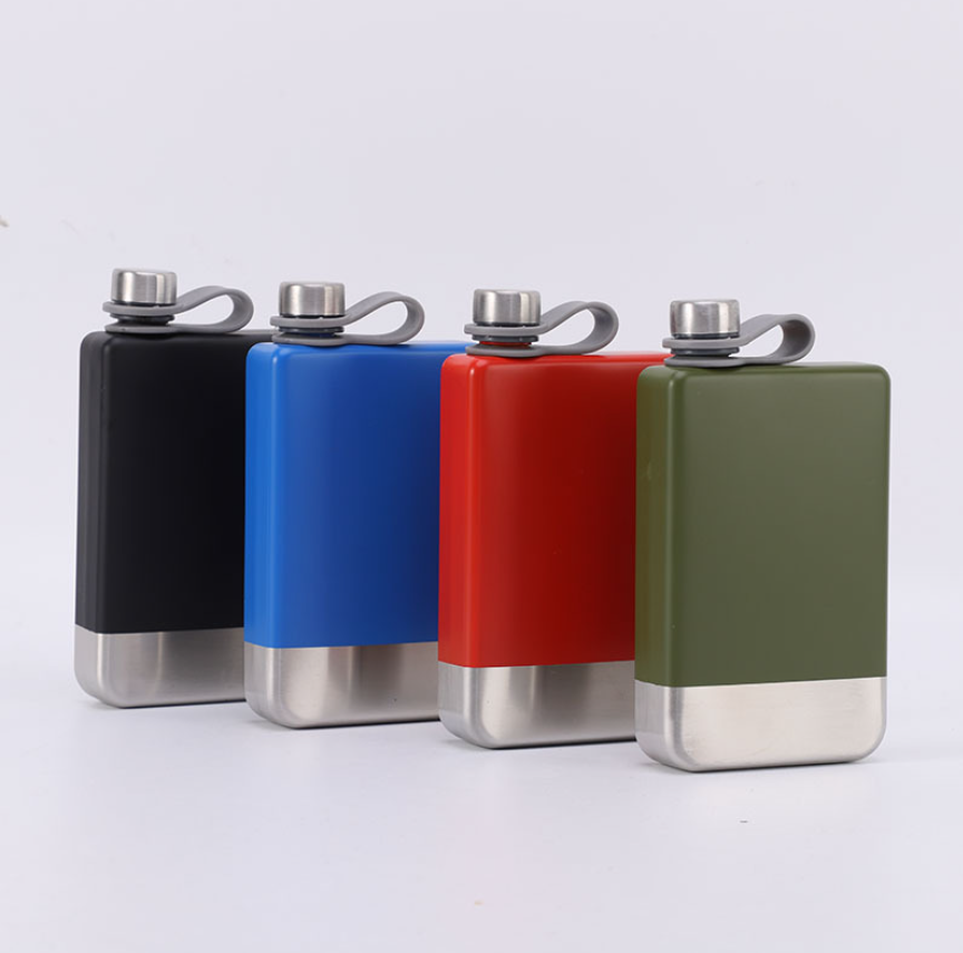 New 9oz Stainless Steel Hip Flask PVC Belt Rope Whiskey Wine Bottle Alcohol Pocket Flagon Metal Hip Flask Belt Holder