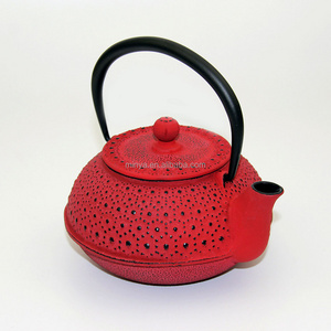 Red rain enamel cast iron teapot 500ml metal teapot