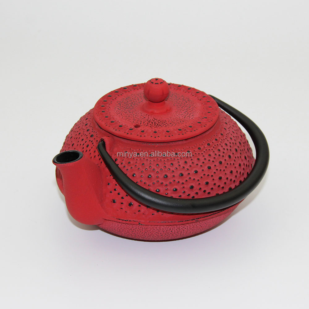 Red rain enamel cast iron teapot 500ml metal teapot