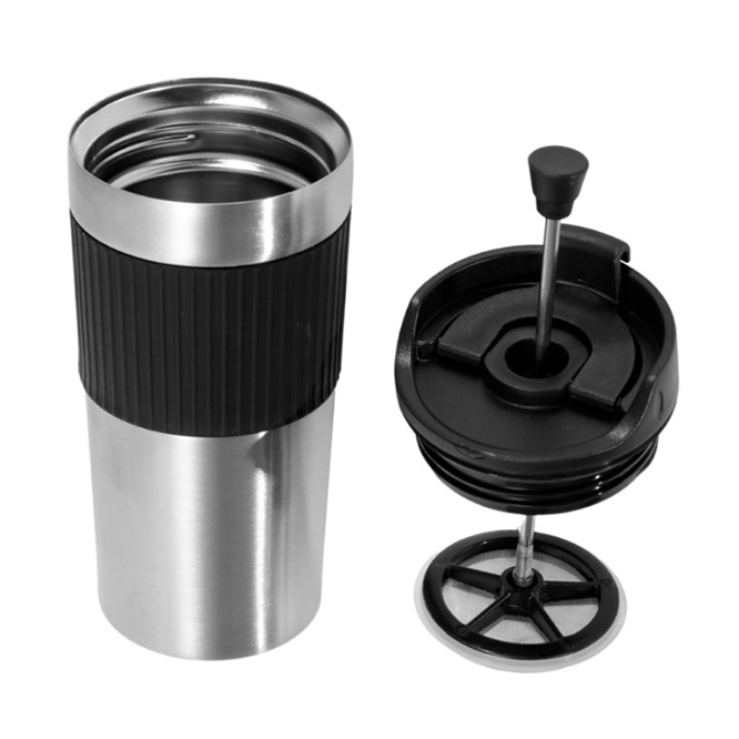 16oz Double Wall Stainless Steel Vacuum Insulated  Travel Tumbler Thermos Press Coffee Cup French Press Coffee Mug