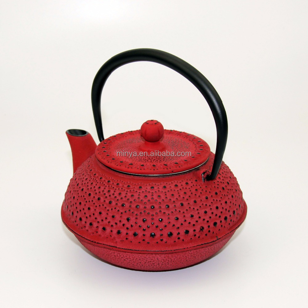 Red rain enamel cast iron teapot 500ml metal teapot