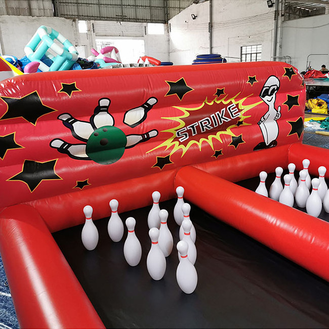 SIBO Includes 1 Set Blowing Balls Sport Game Double Lane Inflatable Bowling Pin Shape Inflatable Bowling Alley