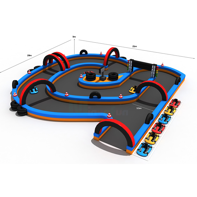 Custom Commercial Inflatable Track Fence Race Track Inflatable Go Kart Track For Sporting Events