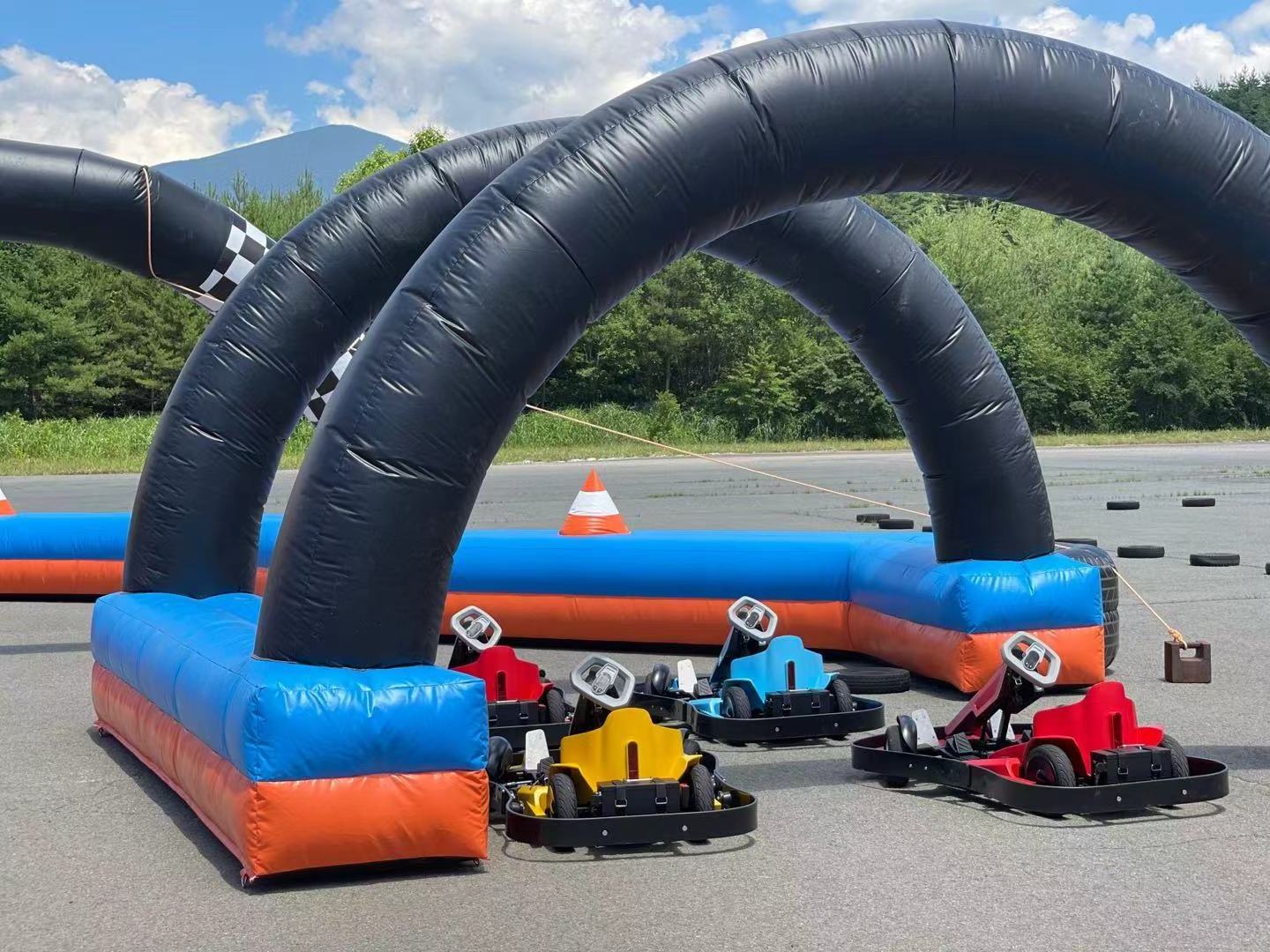 Custom  Outdoor Commercial Inflatable Track Fence Race Track Inflatable Go Kart Track For Rental Business