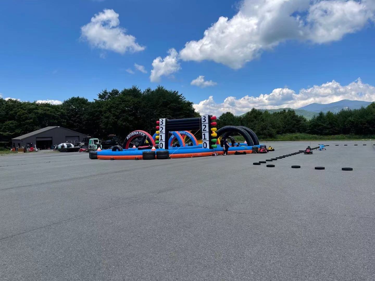 Custom Commercial Inflatable Track Fence Race Track Inflatable Go Kart Track For Sporting Events