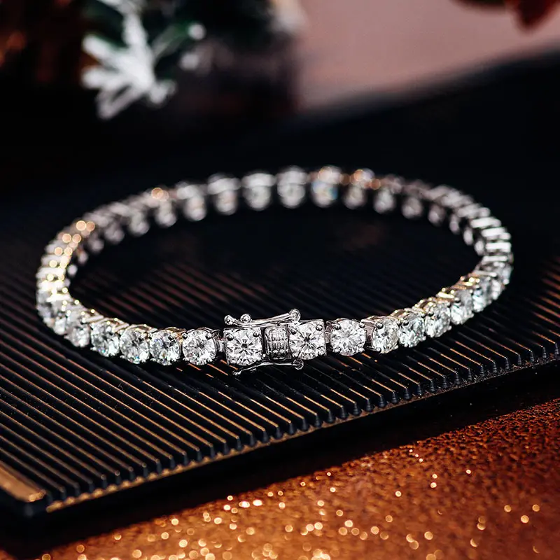 VVS Moissanite Diamond Tennis Bracelet Womens 925 Sterling Silver Lab Grown Moissanite Tennis Bracelet