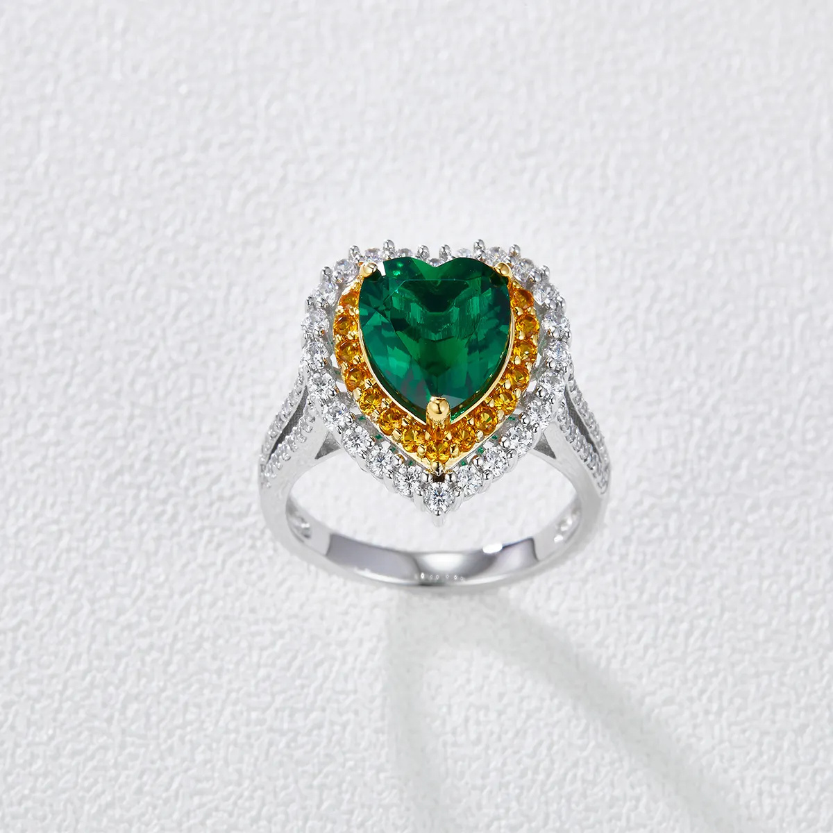 Fine Jewellery Trendy 18K Gold wholesale price S925 sterling silver ring ready stock lab grown emerald engagement ring