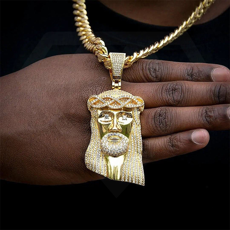 Brass Jesus Pendant Custom Iced Out Pendant Hip Hop Jewelry CZ Diamond Brass Zircon Jesus  Pendant