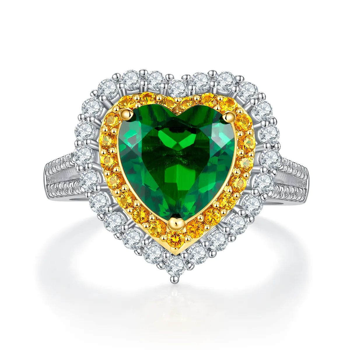 Fine Jewellery Trendy 18K Gold wholesale price S925 sterling silver ring ready stock lab grown emerald engagement ring