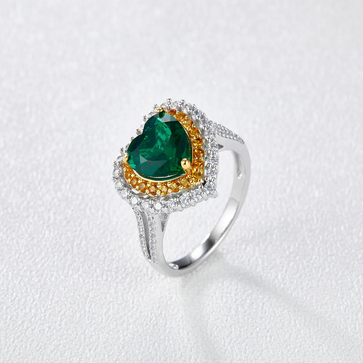 Fine Jewellery Trendy 18K Gold wholesale price S925 sterling silver ring ready stock lab grown emerald engagement ring