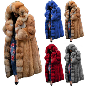 2023 Newest Design Women Fox Fur High Quality Genuine Jacket Thick Jackets 5xl Plus Size Long Winter Warm Overcoats