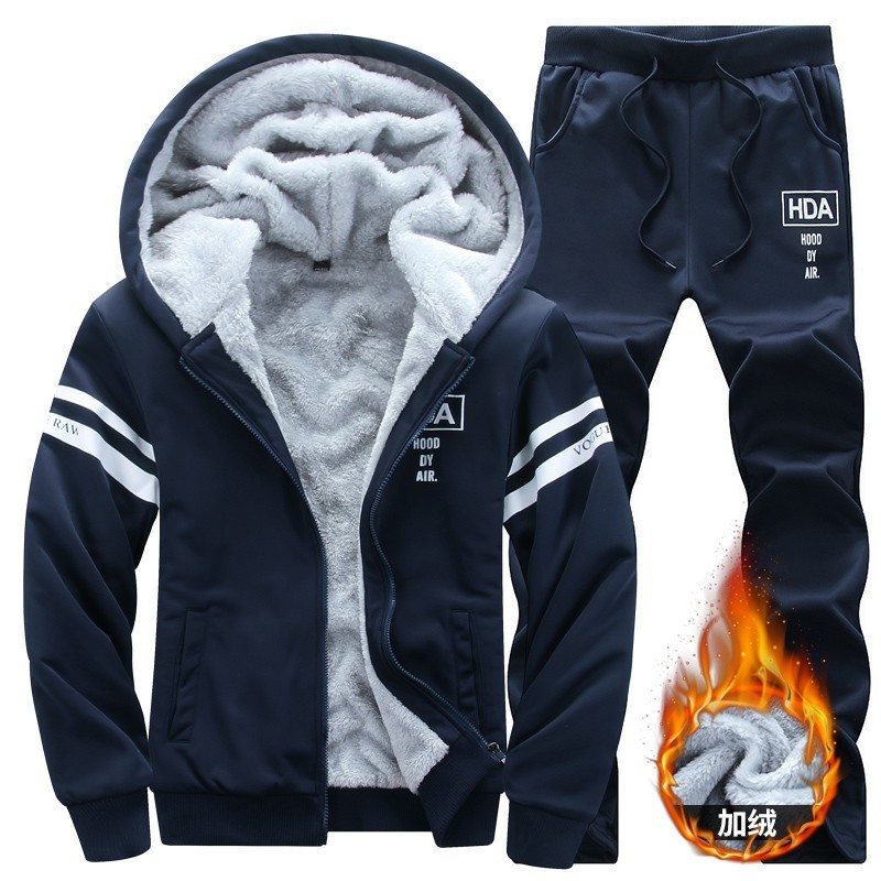 Wholesale 2023 Contracted Add Cloth with Soft Nap Track Suit to Keep Warm Portable Track Suit for Men Zippered Jogging Suit