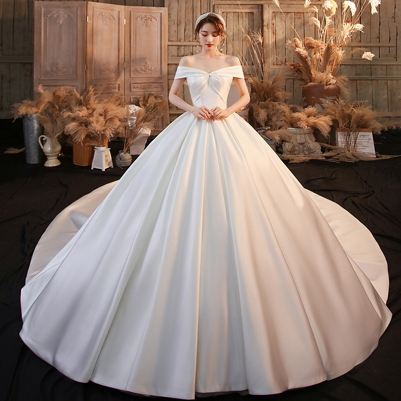 Dropshipping 2022 Wholesale French Off Shoulder Satin Wedding Bridesmaid Dresses Wedding Dress Bridal Gown