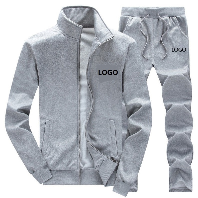 Customized Brand Wholesale Blank Oversized Men's Polo Collar Cotton Polyester Joggers Tracksuit