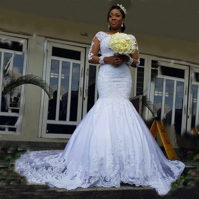 Wholesale Customized Long Sleeve African Wedding Gown Bride Vestido De  Noiva White Lace Mermaid Wedding Dress | BestSuppliers.com