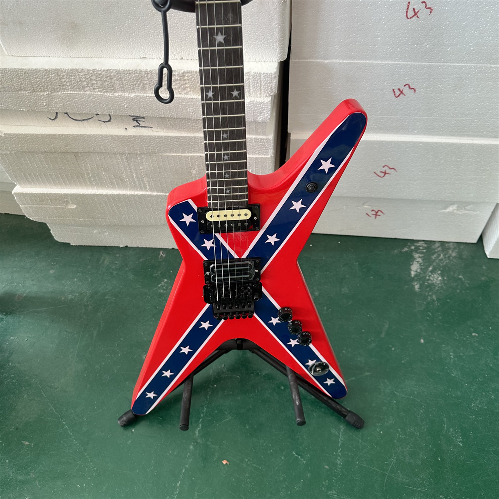 Red.Flag DimeBag Wash-.burn Electric Guitar Dean Solid Wood Rare Hot Sale