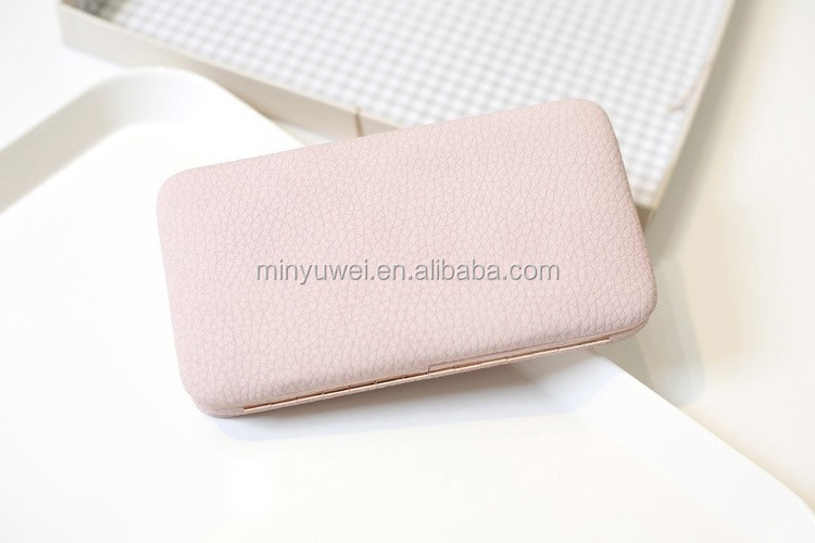 guangzhou Pink  PU leather women metal frame wallet clutch with mobile holder