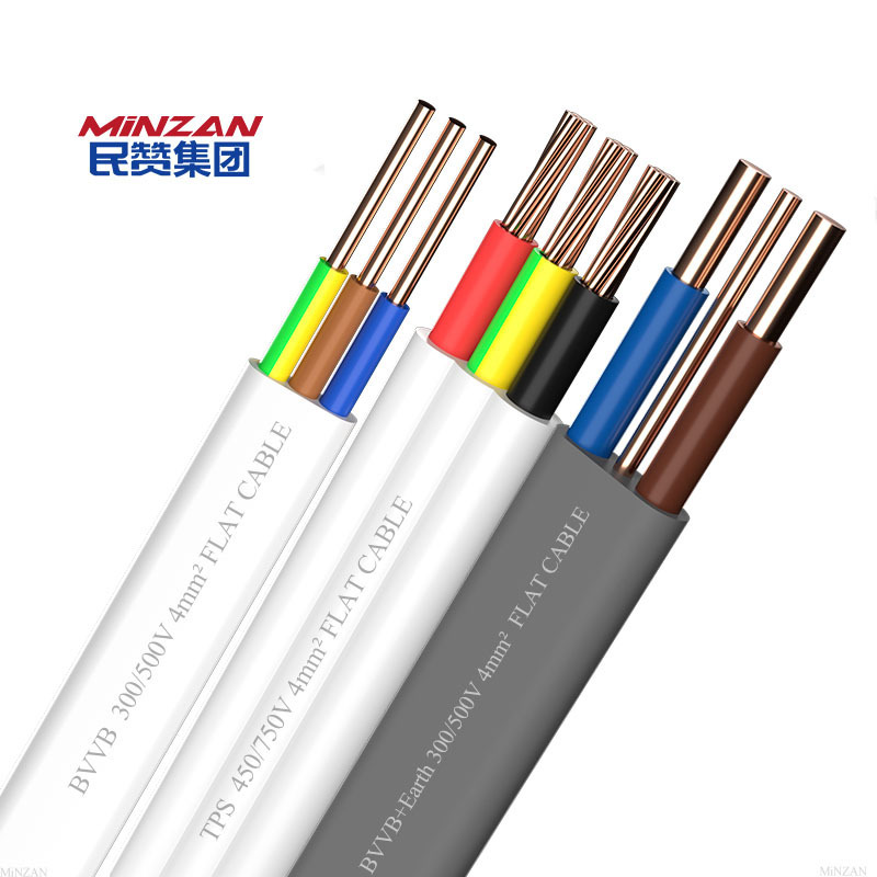 BS6004 BVVB BVVB+Earth Twin and Earth Flat Cable 2core 3core 2.5mm Electrical Wire PVC Copper TPS Flat Cable For Building Wiring