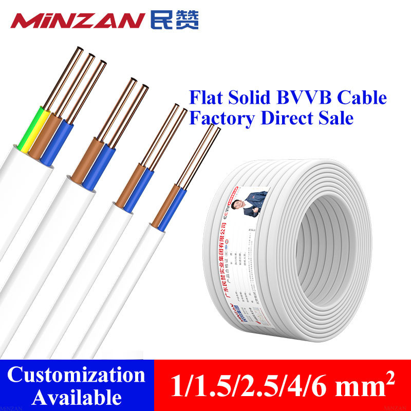 BS6004 BVVB BVVB+Earth Twin and Earth Flat Cable 2core 3core 2.5mm Electrical Wire PVC Copper TPS Flat Cable For Building Wiring