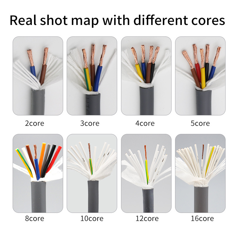 TRVV Grey Multic 2 3 4 Cores 1.5Mm2 2.5Mm2 PVC Insulated  Copper Conductor Flexible Electric Wire Cable For Robot