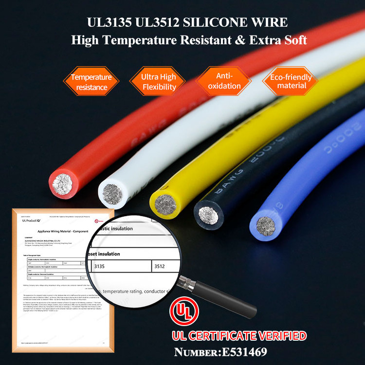 6 7 8 10 12 14 16 18 20 22 24 AWG Gauge Tinned Copper High Temperature Resistant Copper Cable Silicone Wire