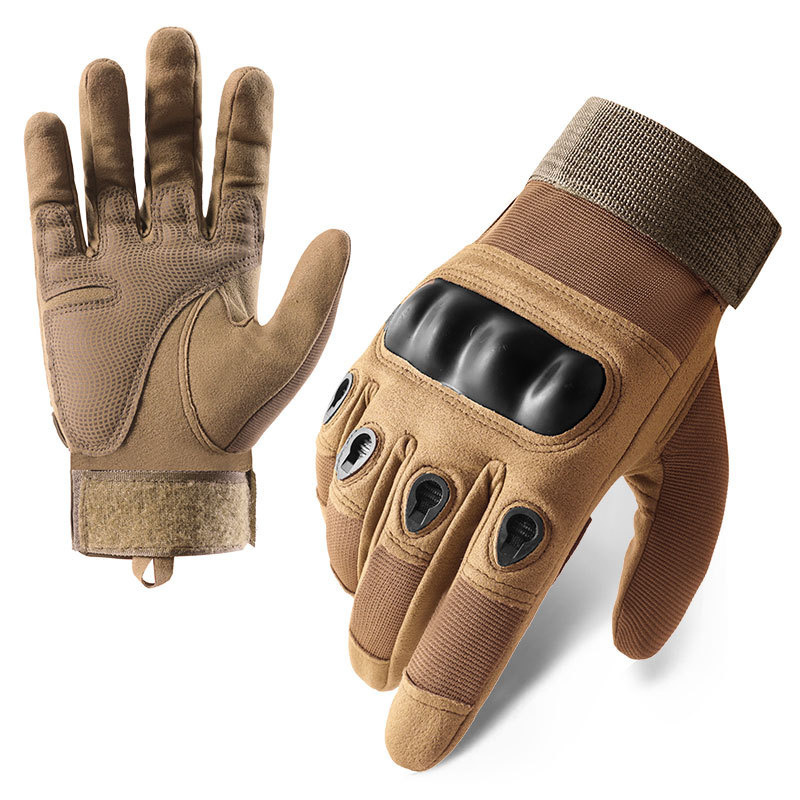 Customize Brown Mesh And Leather Touch Screen Full Finger Gloves for Motorcycle Cycling Motorbike Hunting Work Outdoor Gear