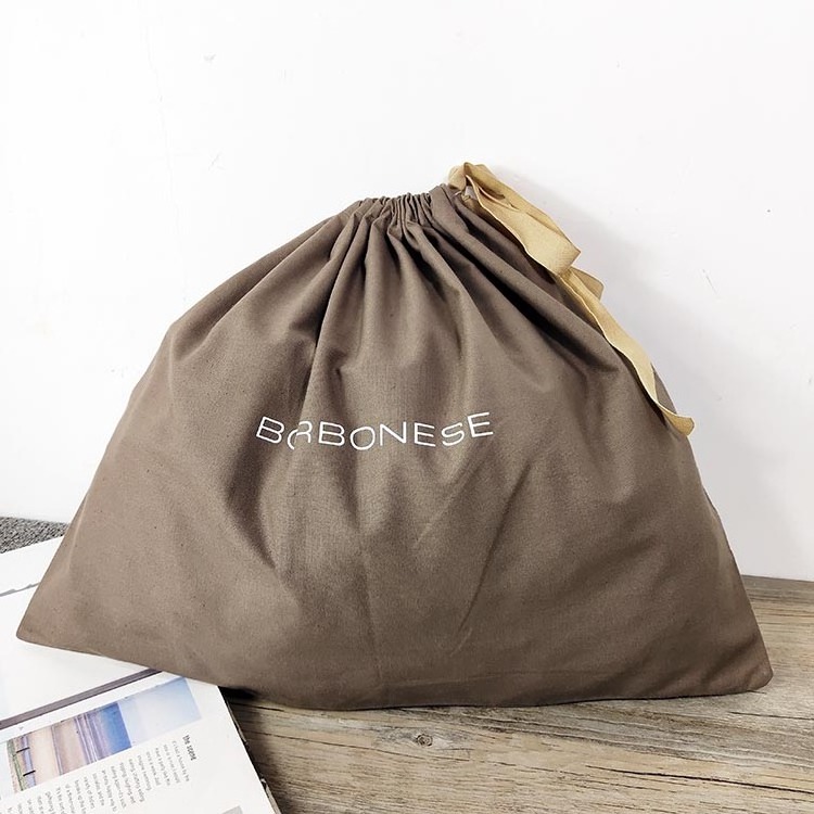 Wholesale LOGO Printed Gift Canvas Cotton Drawstring Shoe Dust Bag Custom handbag dust bags covers for handbags