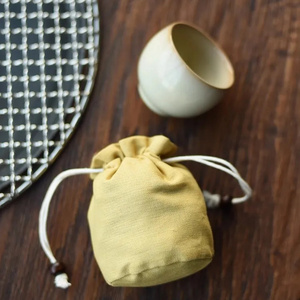 candle bag Recyclable Custom Logo linen drawstring round bottom bags for candle