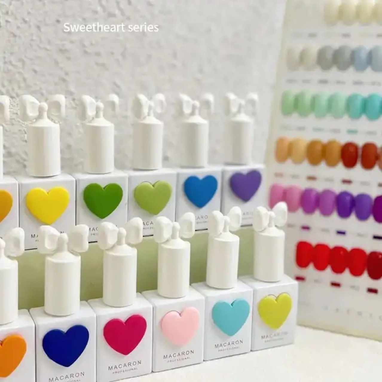 Nail Supplier 58 colors Gel Nail Polish OEM Heart Bottle Nail Gel UV/LED Professional 144 Colors Set With Color Display