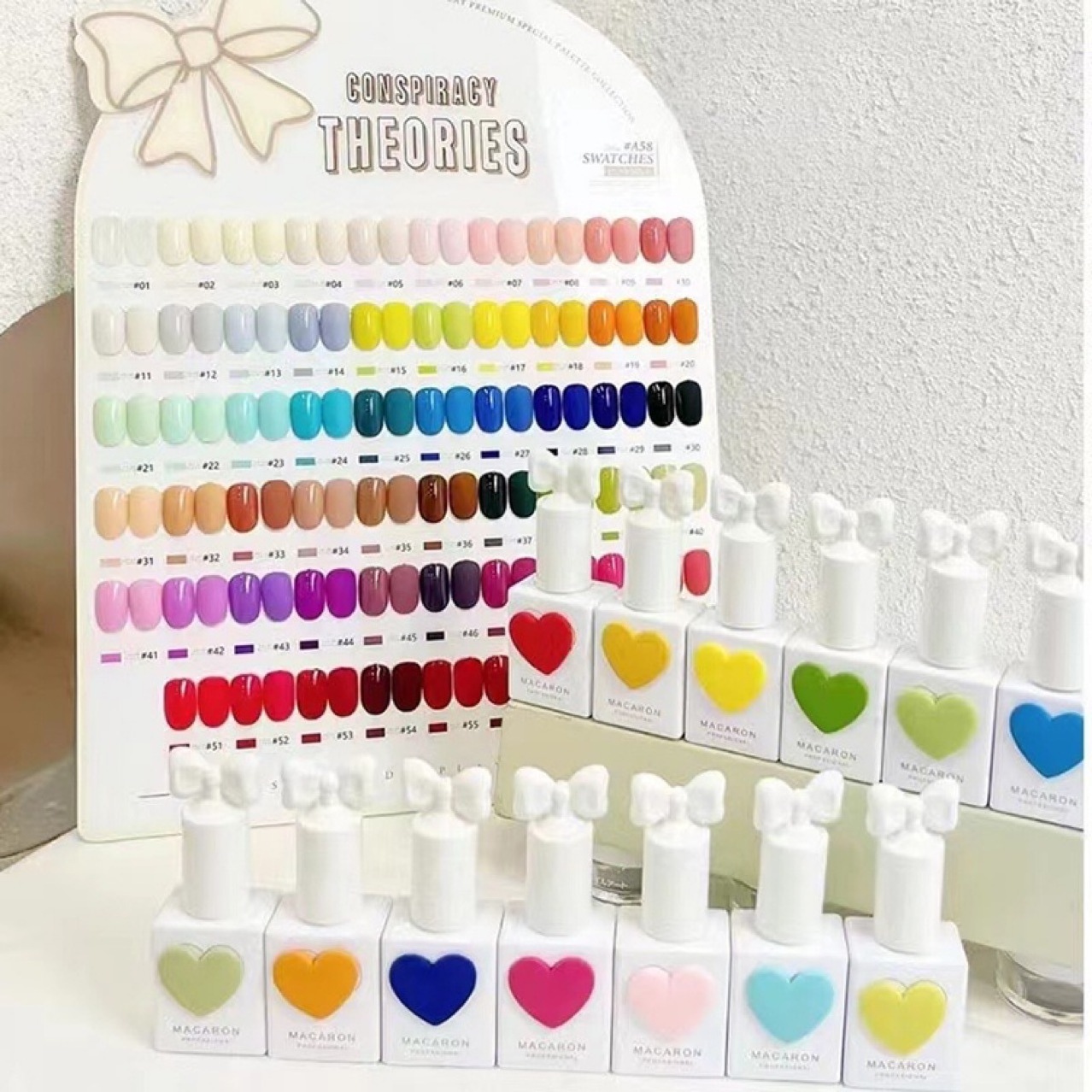 Nail Supplier 58 colors Gel Nail Polish OEM Heart Bottle Nail Gel UV/LED Professional 144 Colors Set With Color Display