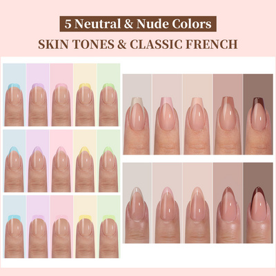 Private Label 150pcs Soft Gel Press On Fake Nails Short Almond Square False Nails Handmade French Gel Press On Nails