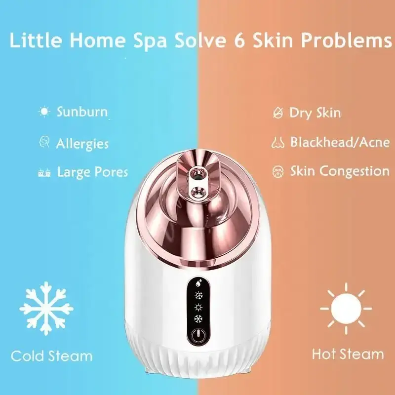 Portable Ozone Face Steamer Spa Skin Moisturizer Nano Ionic Facial Steamer For Salon Home Use Hot & Cold Spray