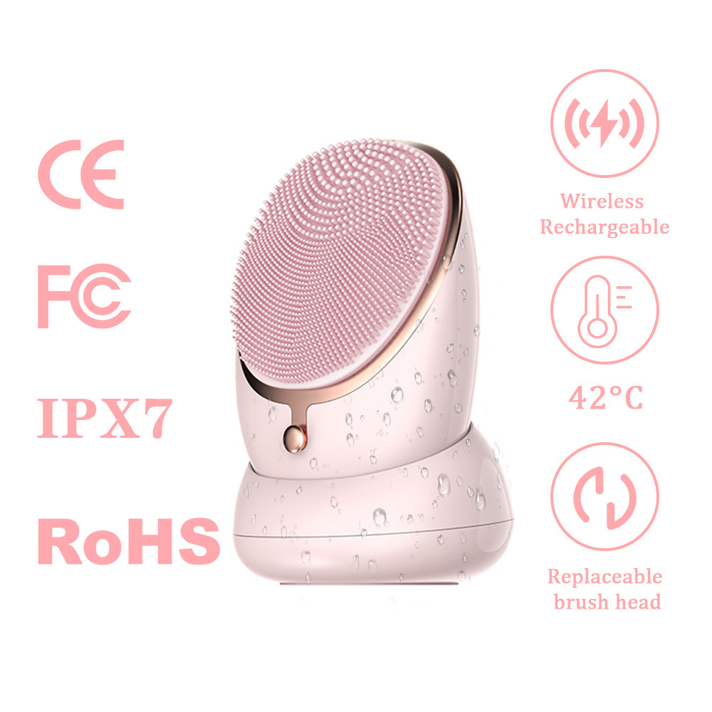 Facebrush heated silicone sonic face wash cepillo brosse de nettoyante nettoyage pour le visage escova facial cleansing brush