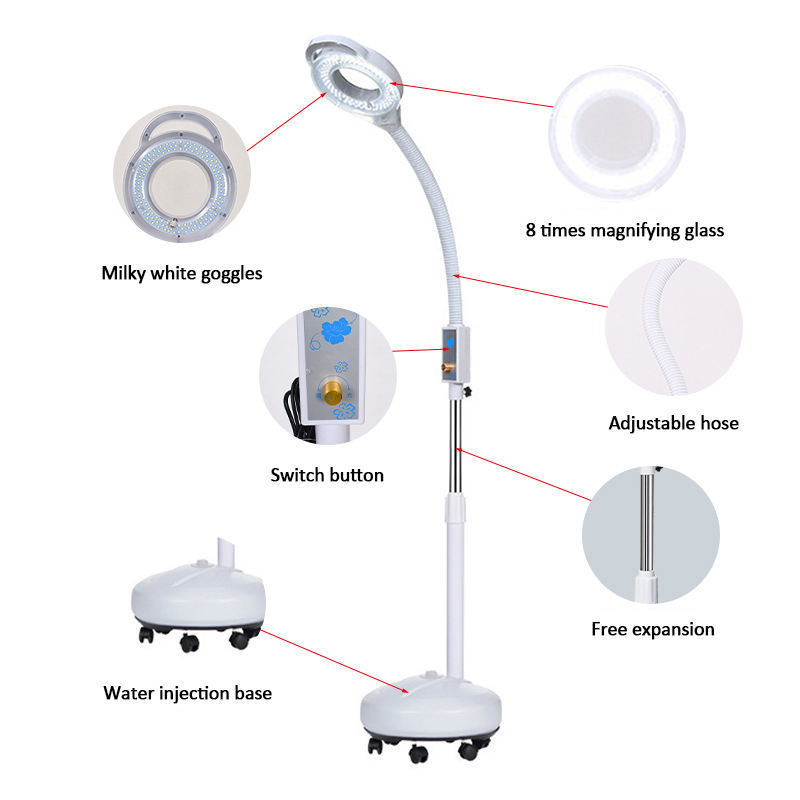 Led Light With 8X Magnifying Glass Eyelash Extension Aesthetics 360 Degree Rotation Salon Magnifying Lamp