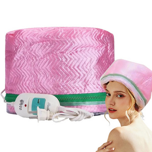 Reusable Deep Conditioning Heat Steaming Pink Hat Scalp Care SPA Electric Hair Thermal Heat Cap For Hair Styling And Drying