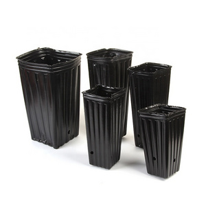 Small Black Square Plastic Nursery Pot for Artificial Plants Tall Garden Planter Large Outdoor Flower Basin