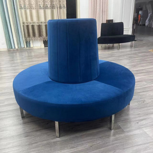 Modern Luxury High Back Navy Blue Velvet Upholstered Round Couches Restaurant Comfortable Booth Seating for Hotel Banquet Party