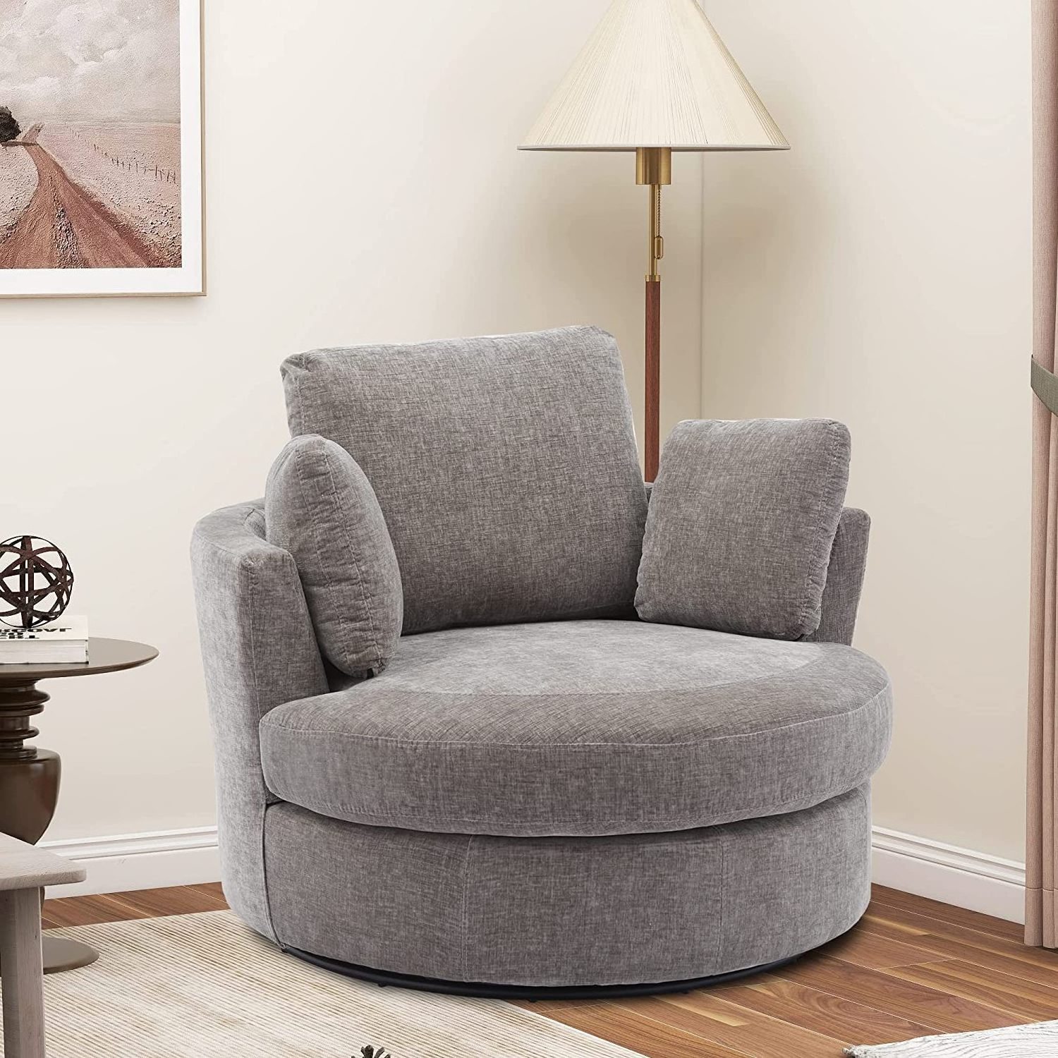 Oversize Swivel Accent Round Chair  360 Swivel Lounge Chair Cozy Club Leisure Chair for Living Room Bedroom Home