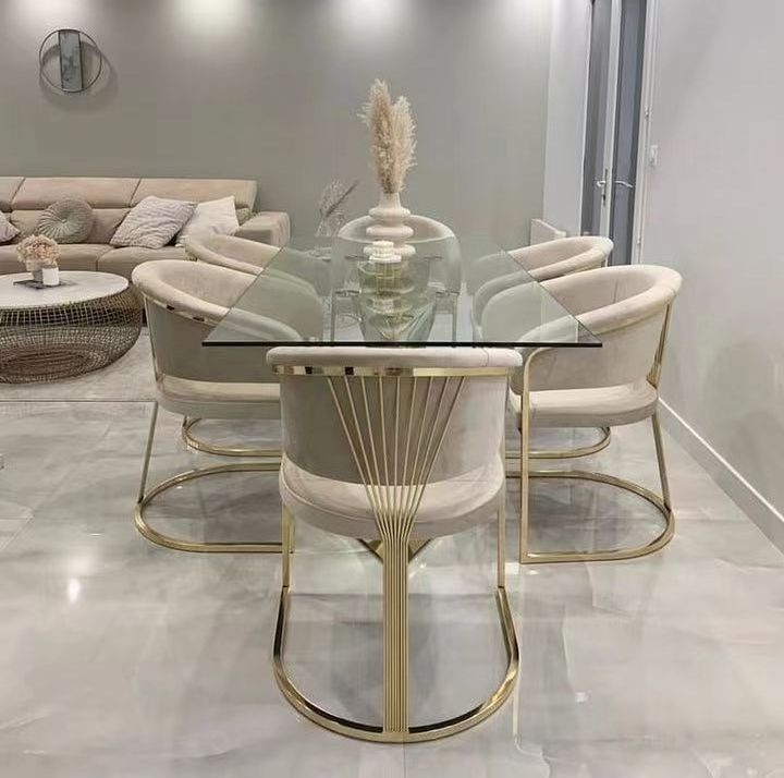 New Arrival Gold Stainless Steel Restaurant Chair Velvet Upholster Dining Chair For Hotel Restaurant Home