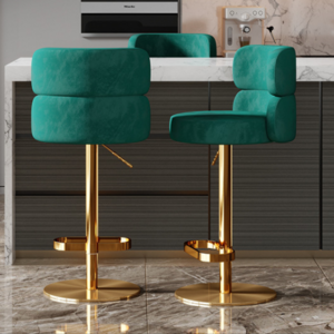 Luxury Bar Furniture Modern Bar Chair Stainless Steel Velvet Upholstery Swivel Bar Stool For Home Commercial