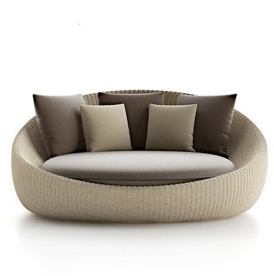 Round Rattan Outdoor Day Beds PE Rattan Morden Luxury Garden Sofa Bed Lounge Furniture