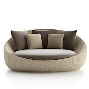 Round Rattan Outdoor Day Beds PE Rattan Morden Luxury Garden Sofa Bed Lounge Furniture