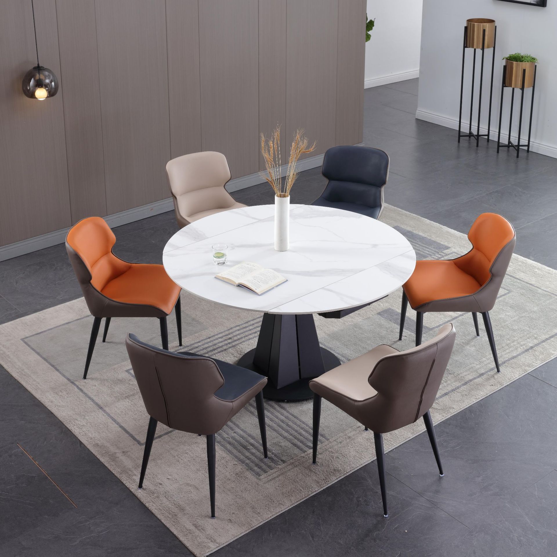 Modern Square And Round Dual-purpose Rotating Telescopic Round Table Folding Multi-functional Dining Table Restaurant Table