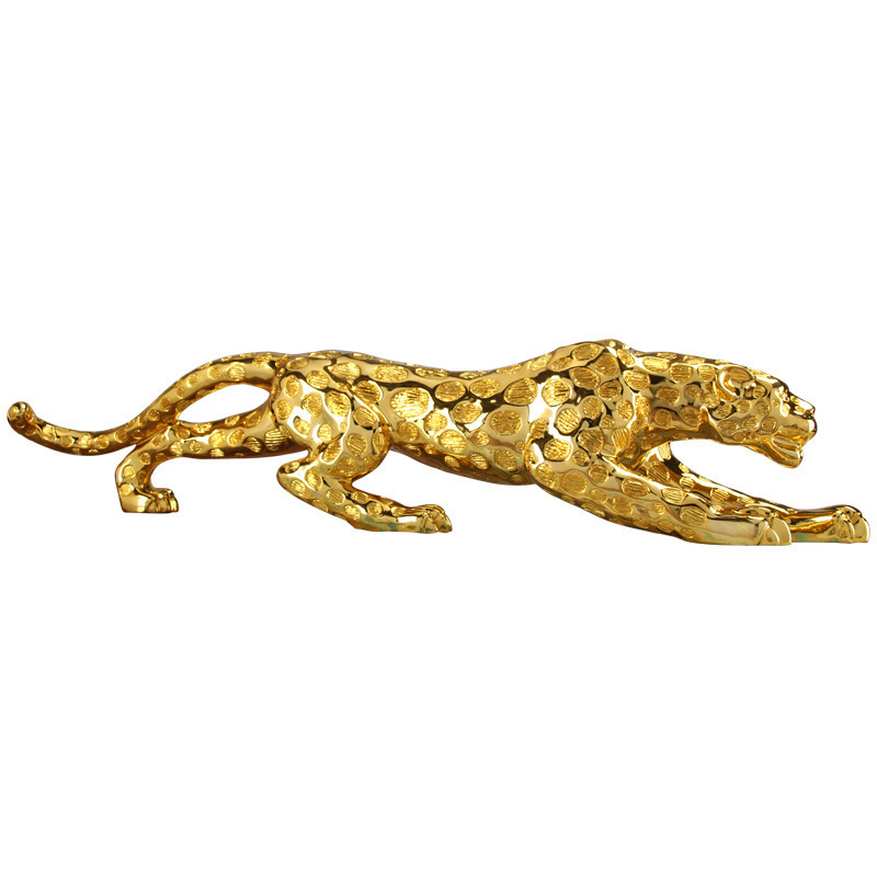 Resin Handicraft Office Decoration Living Room Creative Gift Hallway Console Ornaments Oversize Gold Leopard Decor