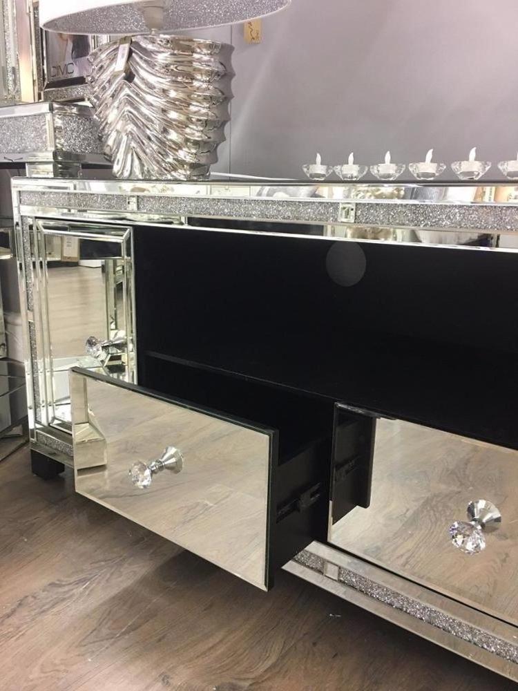 Sparkly Crushed Diamond Mirrored Console Table Living Room Furniture TV Bench