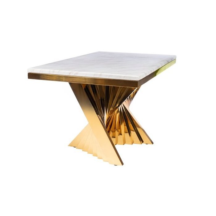 Modern Luxury Stainless Steel Base Rectangle Marble Top Dining Table Restaurant Table For Home Hotel Furniture